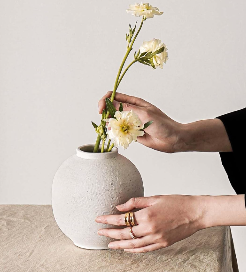 White Ceramic Vase – Rustic Style Tabletop Decor